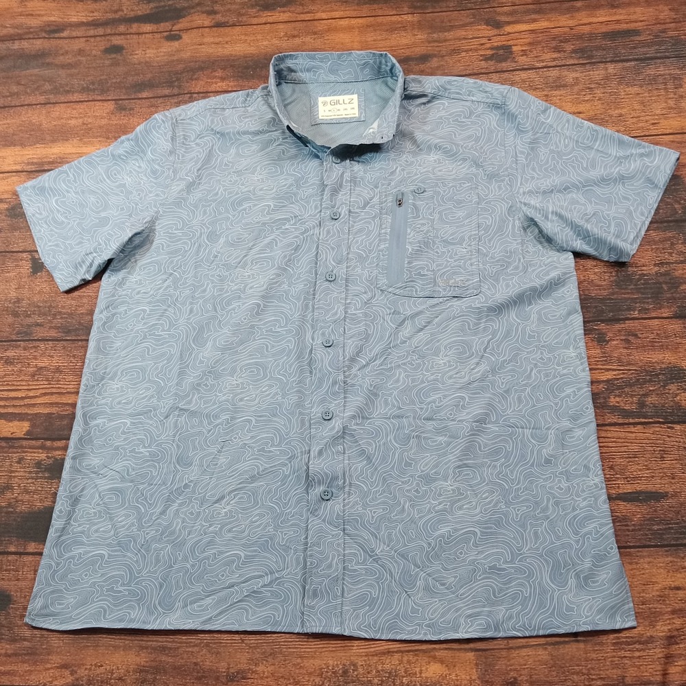 Gillz Short‎ Sleeve Performance Vented Fishing Shirt Men's Large Blue